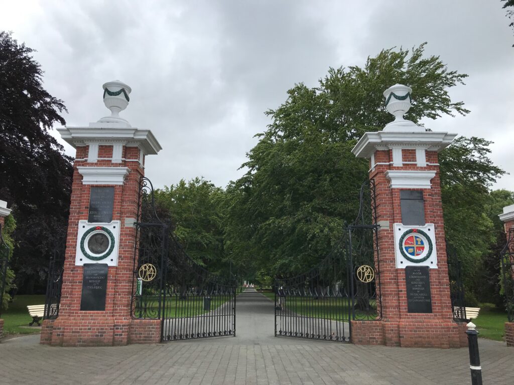 The historic Feldwick Gates mark the grand entrance to Queens Park