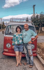 In sunny Central Otago, with Aggiee, our 1972 bay window kombi camper van